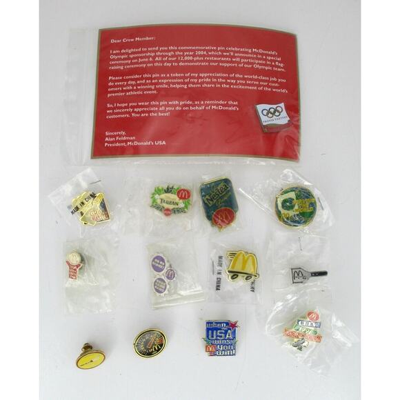 13 McDonald's Lapel Pins Advertising Lot No Duplicates Top of Arch, Speed Guage - Picture 1 of 4